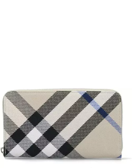 Burberry Large Checked Zip-around Wallet