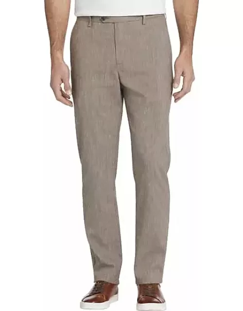Joseph Abboud Big & Tall Men's Modern Fit Flat Front Linen Pants Brown