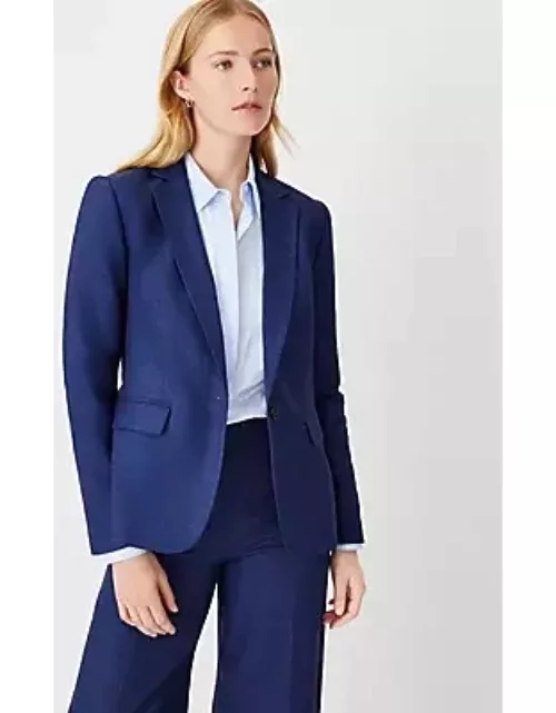 Ann Taylor The Petite One Button Notched Blazer in Linen Cotton