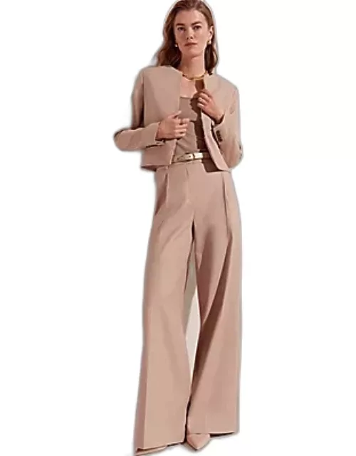 Ann Taylor The Petite High Rise Pleated Wide Leg Pant in Linen Twil