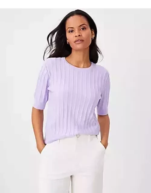 Ann Taylor Wide Ribbed Elbow Sleeve Sweater Tee