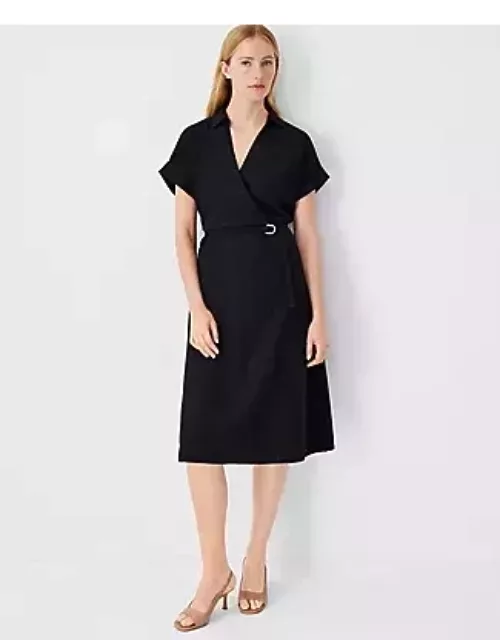 Ann Taylor Petite Crossover Collared Midi Shirtdres