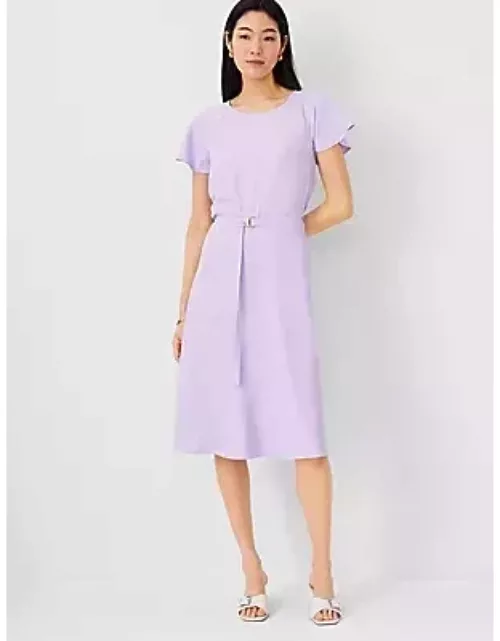 Ann Taylor Petite Belted Flare Midi Dres