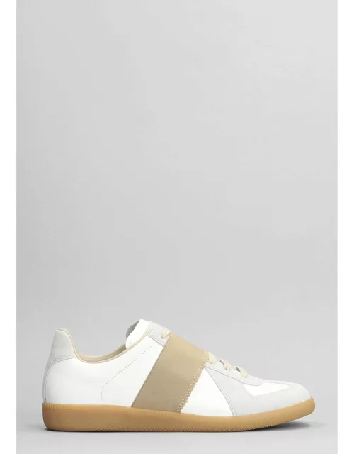Maison Margiela Replica Sneakers In White Suede And Leather