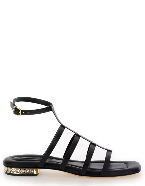 Casadei galaxy Black Gladiator Sandals In Leather Woman