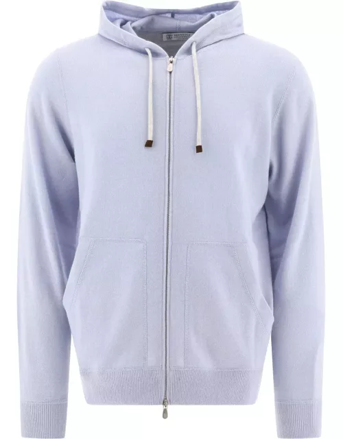 Brunello Cucinelli Drawstring Zipped Knitted Hoodie