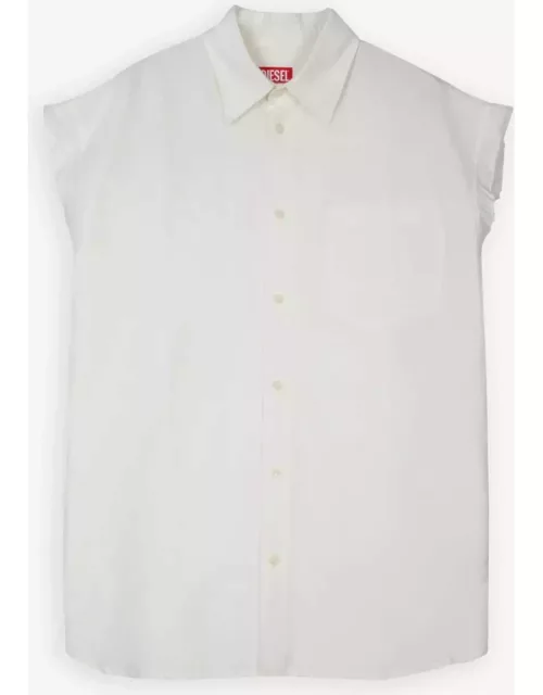 Diesel S-simens White linen blend sleeveless shirt - S-Simen