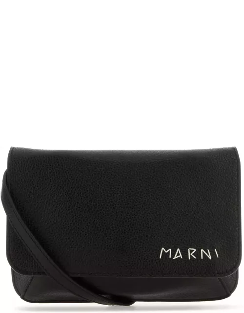 Marni Black Leather Flap Trunk Crossbody Bag