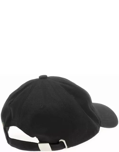 Drôle de Monsieur Black Baseball Cap With Logo Embroidery In Cotton Man