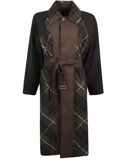Burberry Check Belted Long Coat