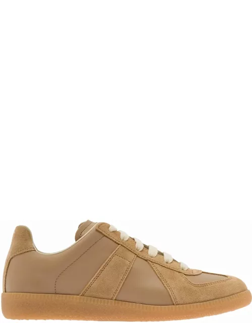 Maison Margiela replica Beige And Brown Low-top Sneakers With Suede Inserts In Leather Woman