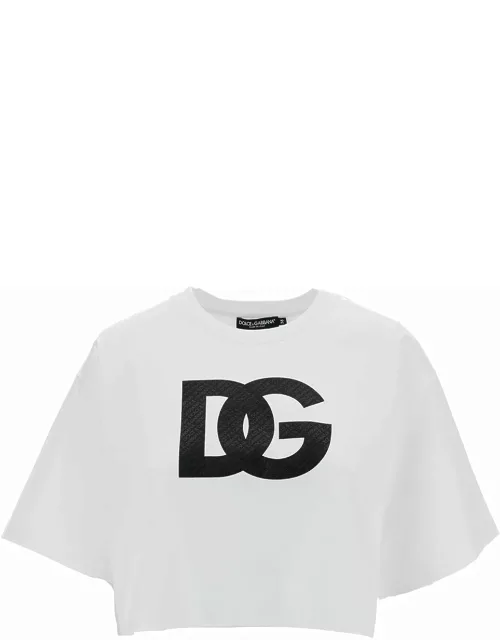 Dolce & Gabbana Crewneck T-shirt With Dg Logo Ptint In Cotton
