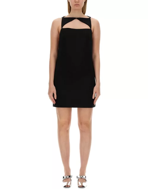 versace wool blend straight mini dress with cut-out