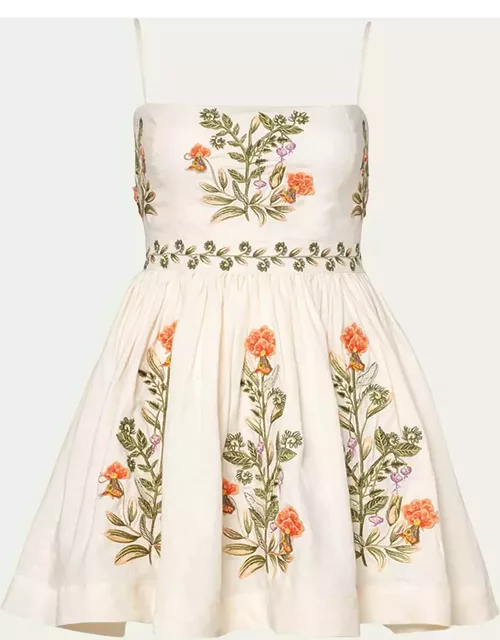 Sapucai Cultivo Embroidered Linen Mini Dres