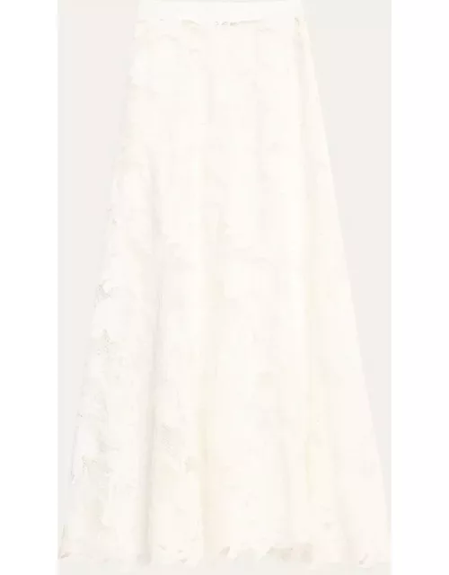 Marbled Carnation Guipure Midi Skirt