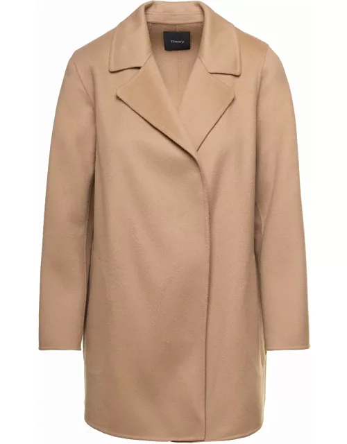 Theory clairene Beige Jacket With Notched Revers In Wool And Cashmere Woman