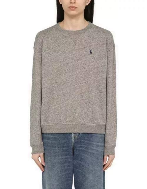 Dark grey cotton crew-neck sweatshirt