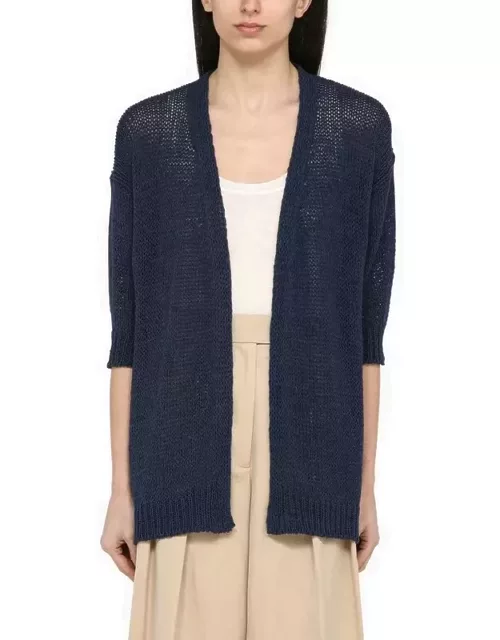 Navy blue cardigan in cotton blend knit