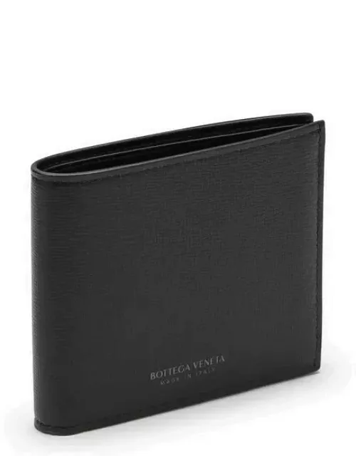 Black embossed leather billfold wallet