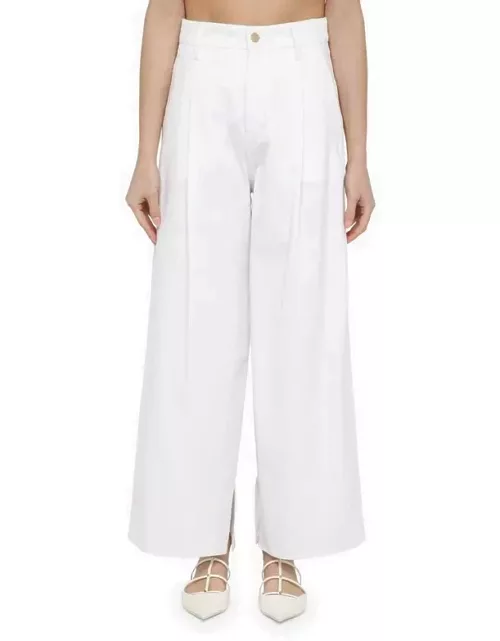 White cotton wide trouser