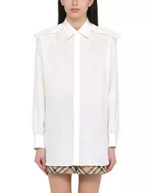 White silk grain-coloured shirt