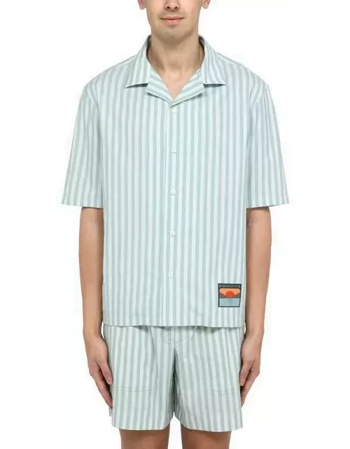 Short-sleeved striped cotton shirt