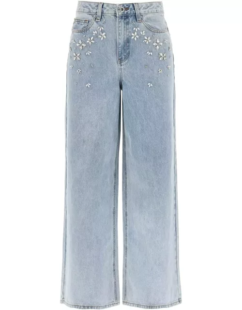 SELF PORTRAIT wide jeans with applique detail