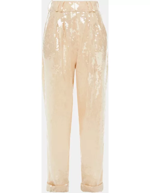 Balmain Beige Sequined Tapered Pants L (FR 40)