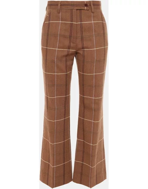 Acne Studios Brown Checked Wool Straight Leg Pants S (EU 36)