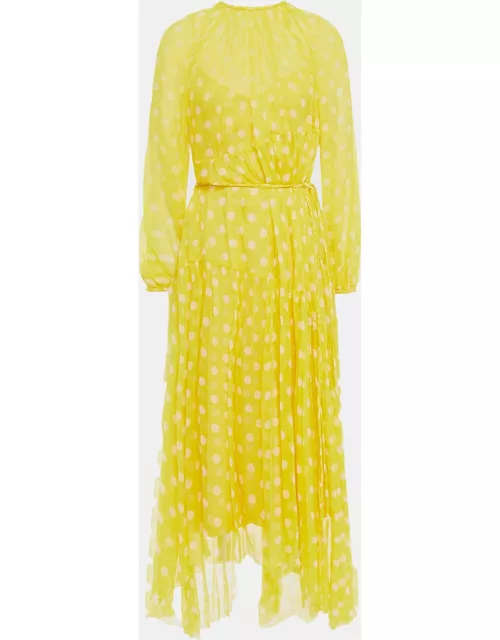 Zimmermann Yellow Dotted Silk Midi Dress L (2)