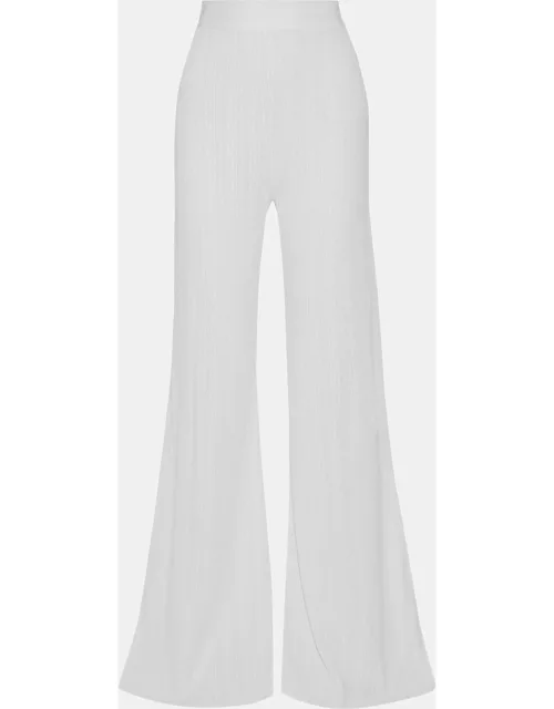 Balmain White Crinkled Knit Flared Pants S (FR 36)