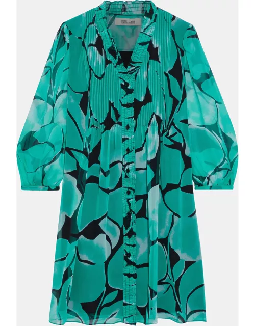 Diane Von Furstenberg Green Printed Silk Mini Dress