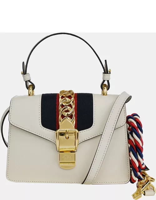 Gucci White Leather Medium Sylvie Shoulder Bag