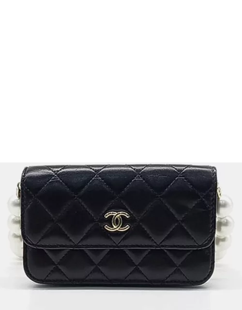 Chanel Lambskin Pearl Chain Mini Crossbody Bag AP1898