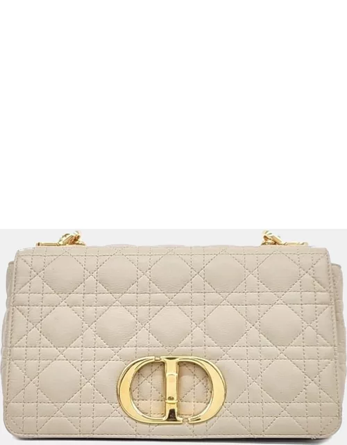 Dior Beige Cannage Leather Medium Caro Shoulder Bag