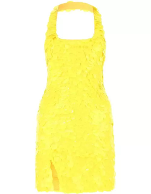 The Attico Yellow Sequins Allium Mini Dres