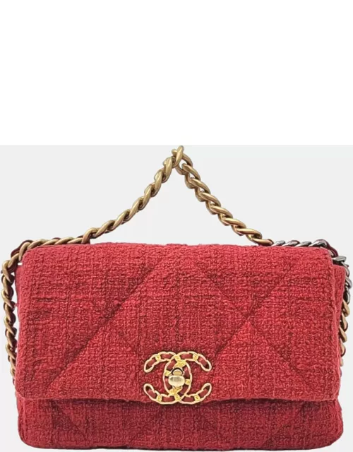 Chanel Red Tweed Small Flap Bag