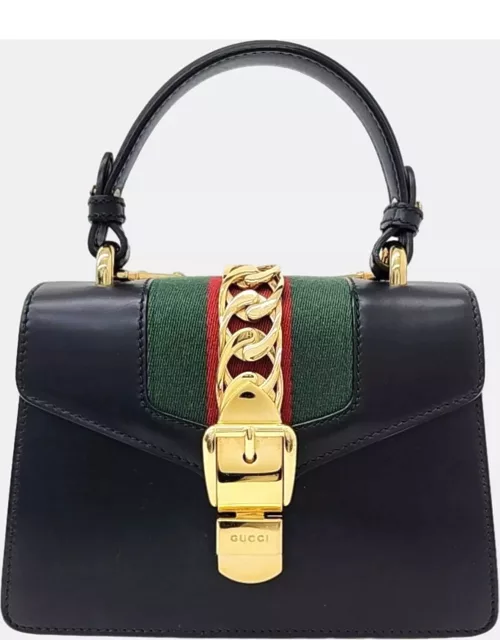 Gucci Black Leather Sylvie Mini Crossbody Bag