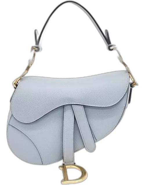 Christian Dior Blue Leather Mini Saddle Bag