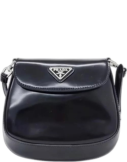 Prada Black Leather Mini Spazzolato Cleo Bag