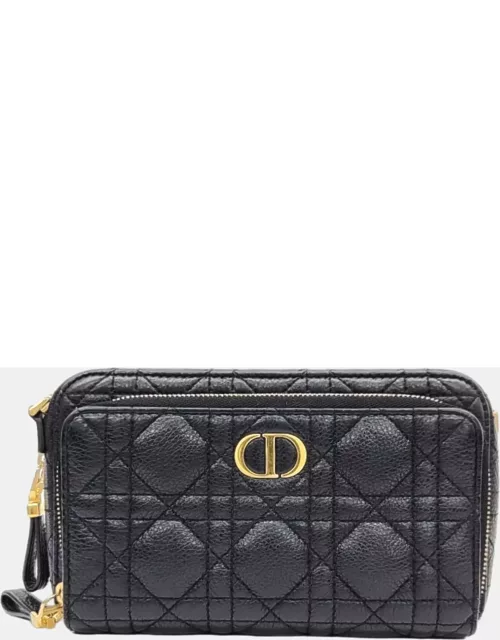 Dior Black Leather Caro Double Pouch Bag