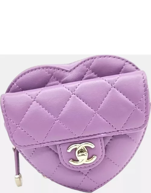 Chanel Purple CC In Love Heart Bag