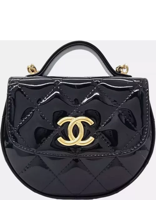Chanel Black Patent Mini Top Handle Crossbody Bag