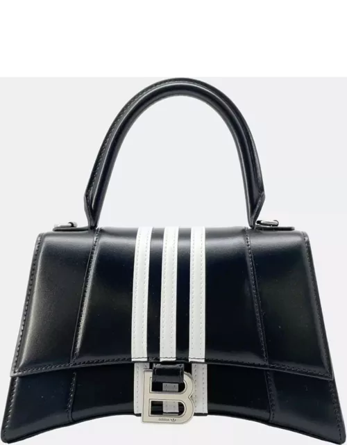 Balenciaga x Adidas Black/White Leather Hourglass Small Top Handle Bag