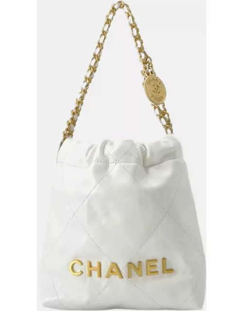 Chanel White Leather Mini Chain Hobo Bag
