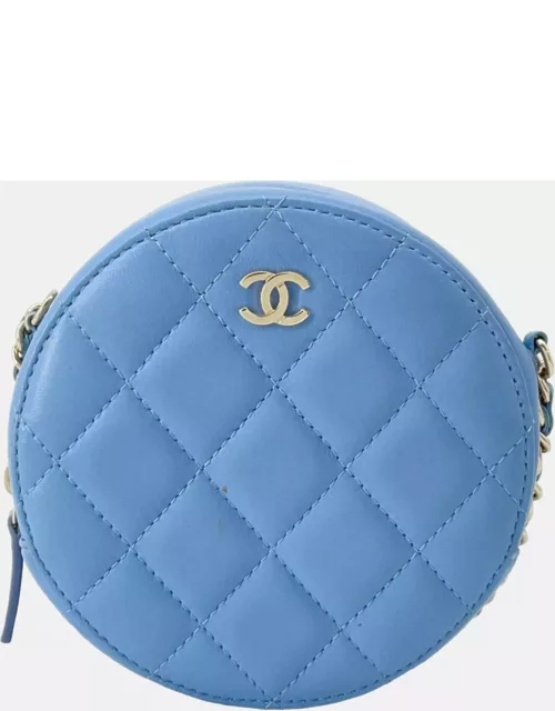 Chanel Blue Lambskin Round Mini Shoulder Bag