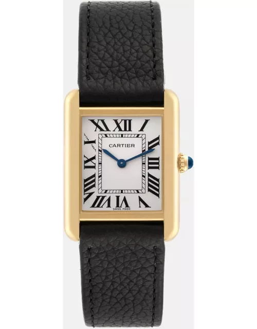 Cartier Tank Solo Yellow Gold Steel Silver Dial Ladies Watch 24 m