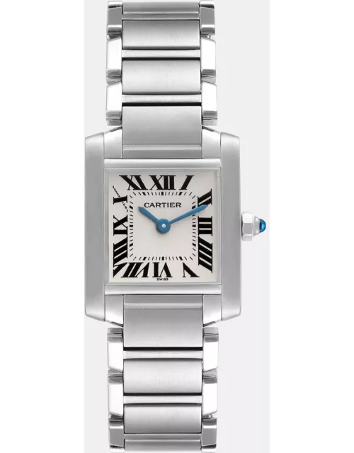 Cartier Tank Francaise Small Silver Dial Steel Ladies Watch 20 m