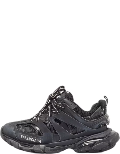 Balenciaga Black Faux Leather Mesh Track Sneaker