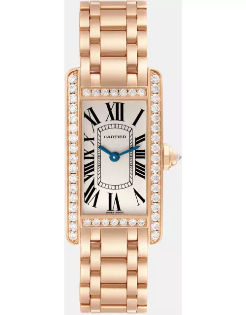 Cartier Tank Americaine Rose Gold Diamond Ladies Watch 19 m